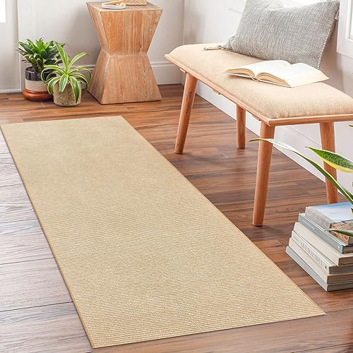 KOZYFLY Alfombra lavable de 2 x 5 pies antideslizante con parte trasera de goma, Bobo beige camino de entrada para interiores, alfombra para