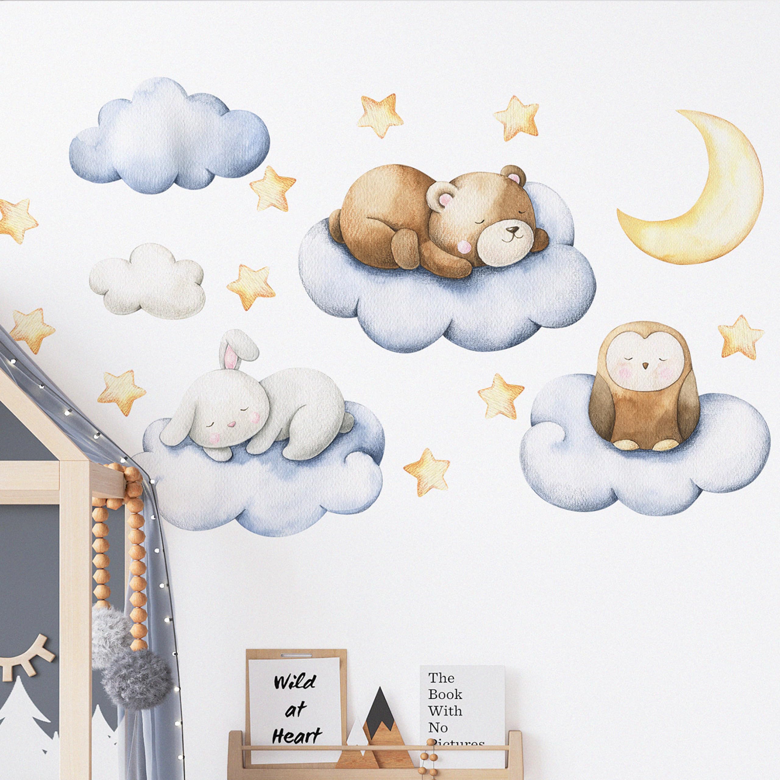 Stickers muraux chambre enfant aquarelle autocollant pour masquer un mur nu