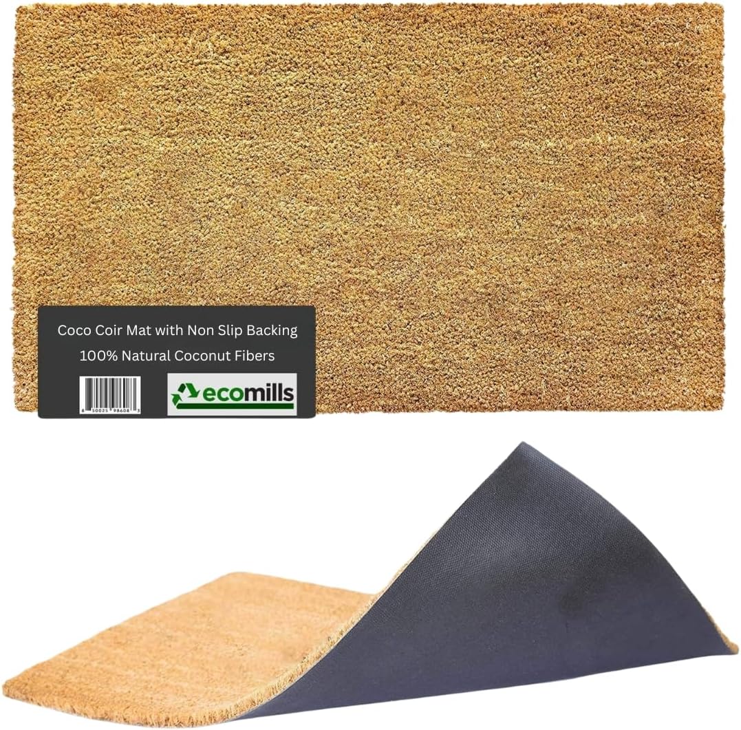 Coco Coir Doormat, 36" x 72", 0.5" Thick Natural Coconut Fiber Mat with Vinyl Non-Slip Backing, Heavy Duty Front Door Entrance Mat