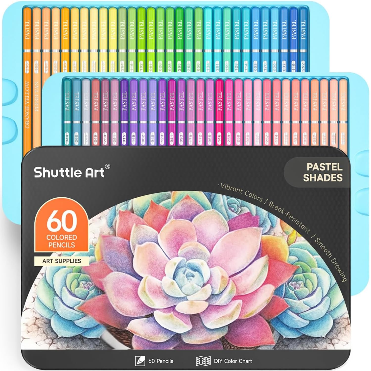 Shuttle Art 60 Pastel Colored Pencils, Colored Pencils for Adult Coloring, Soft Core Pencil in Gift Tin Box, Drawing Pencil for Kids Adults Beginners Artists Drawing Coloring Sketching