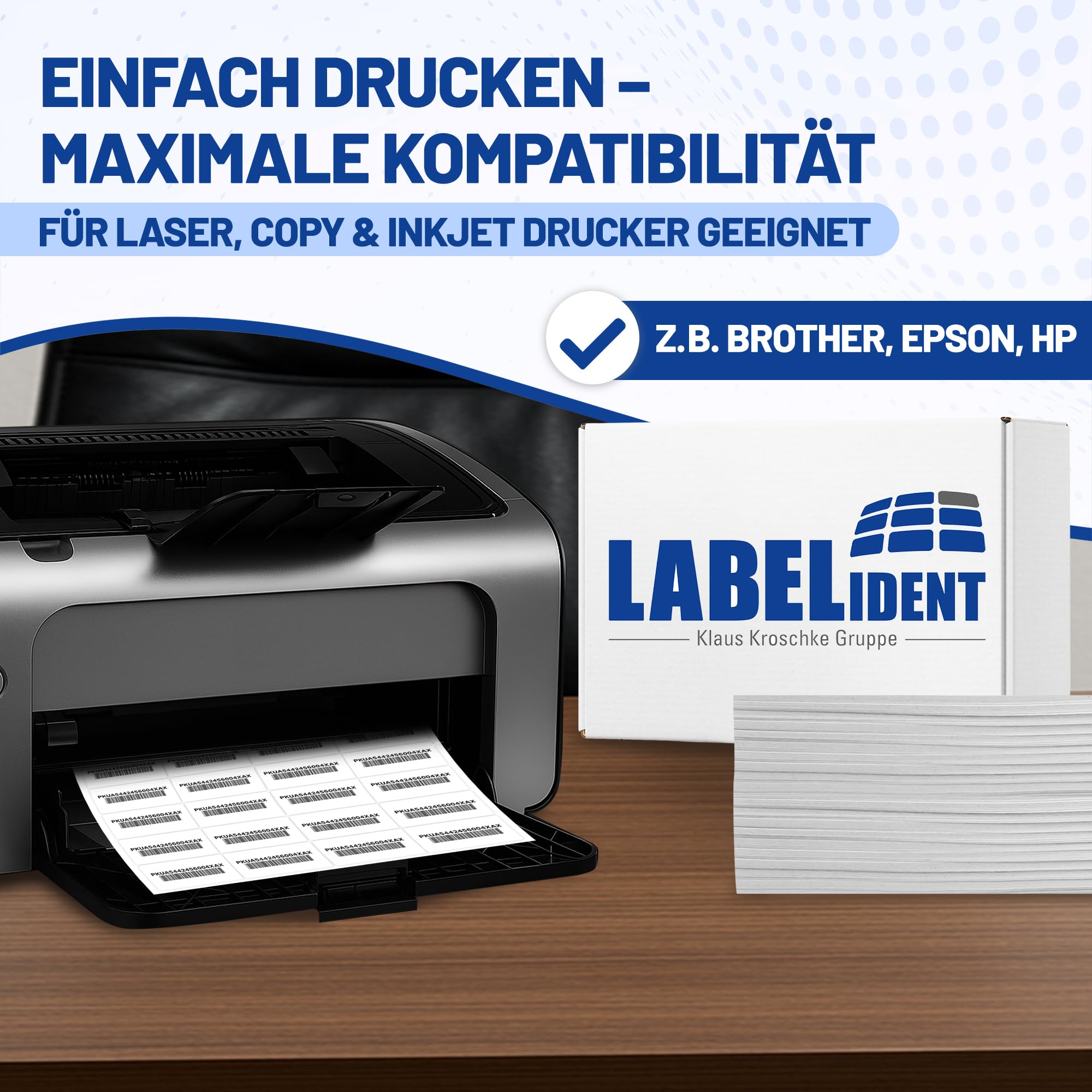 Labelident Etichette laser per Amazon FBA Versand – 53 x 30 mm – 20000 etichette di carta bianche su fogli DIN A4, opache, autoadesive, 500 fogli