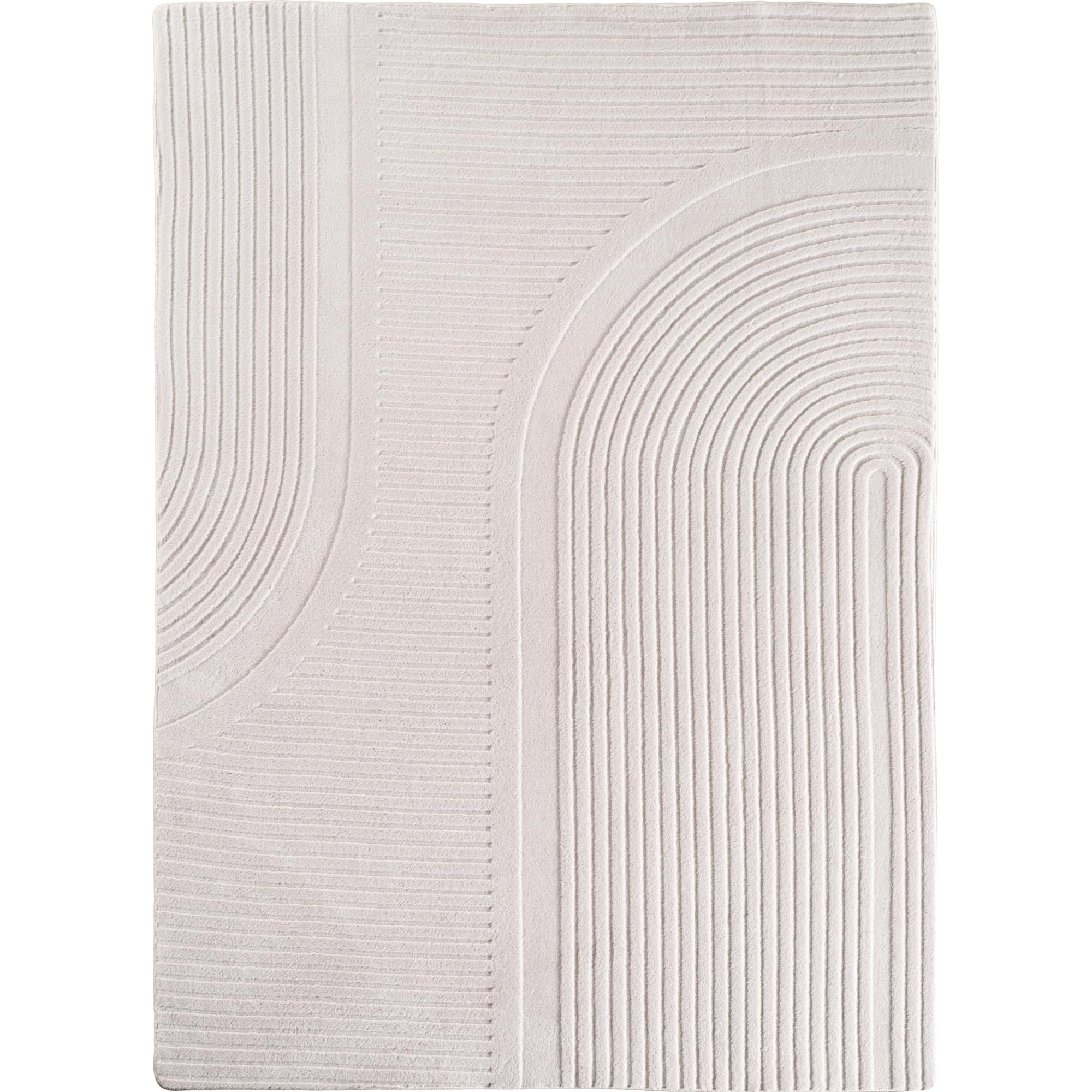 SIMPEX Teppich Boho 160 x 230 cm Creme, Weicher Skandinavischer Kurzflor mit 3D-Effekt, Waschbar & Pflegeleicht, Moderner Teppich für Wohnzimmer, Esszimmer oder Schlafzimmer