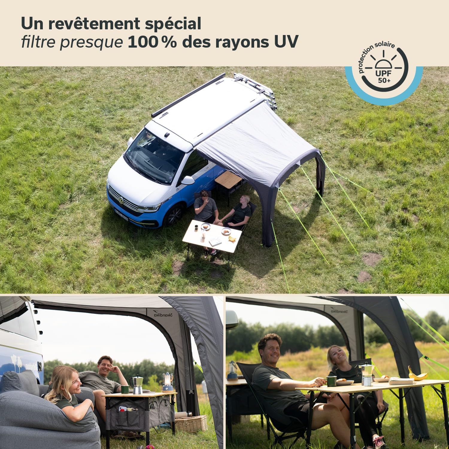Skandika Auvent Vika Air Van 260 | Auvent Gonflable, Caravan Tarp, Voile d'ombrage UV 50+, Colonne d'eau 3000 mm | pour Camping-Car, Caravane, Minibus, Bus