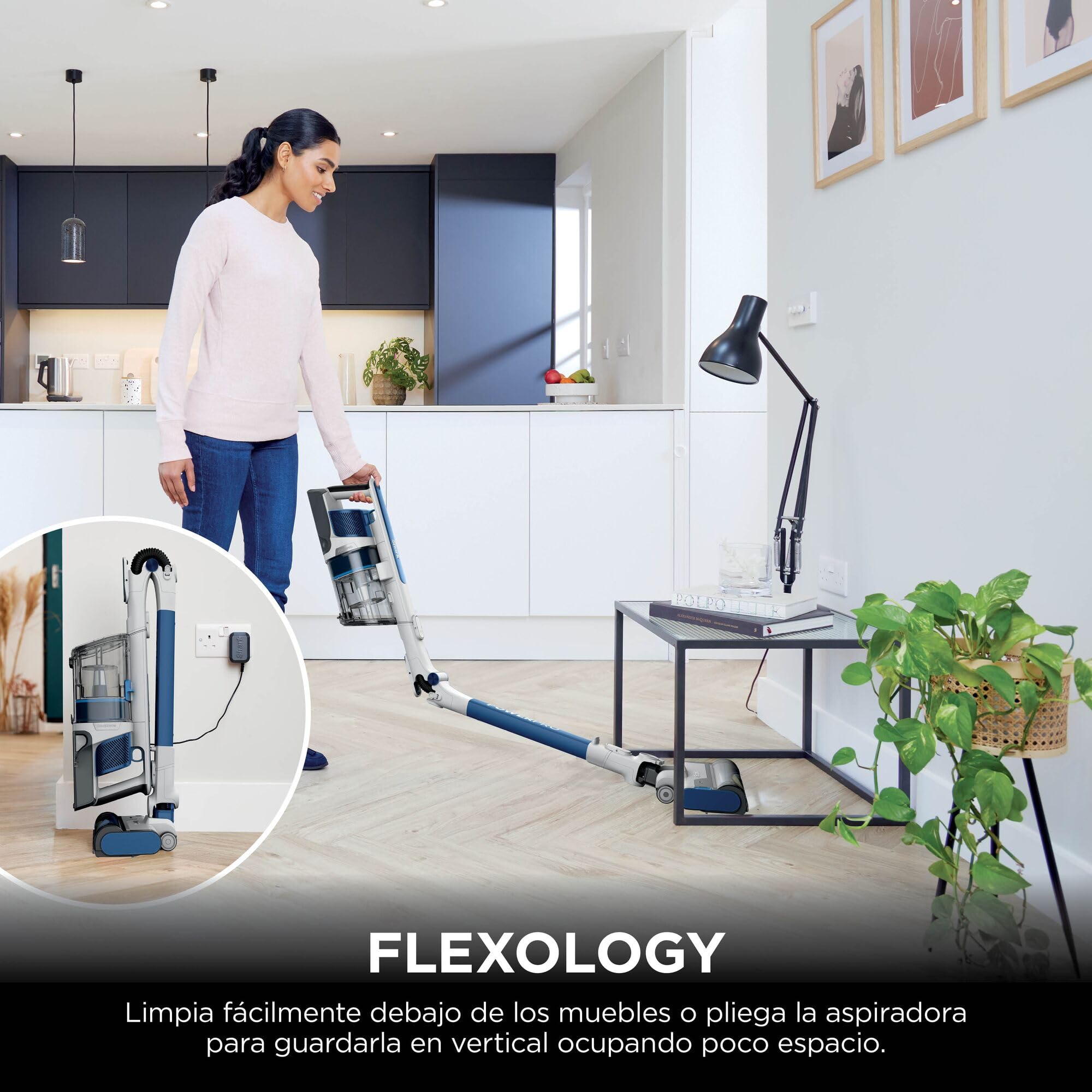 Shark PowerPro Aspiradora sin cable con hasta 50 min de autonomía, FloorDetect, Anti Hair Wrap y Anti-Allergen Complete Seal, ligera y flexible, modo manual y depósito XL, azul metalizado, IZ380EU