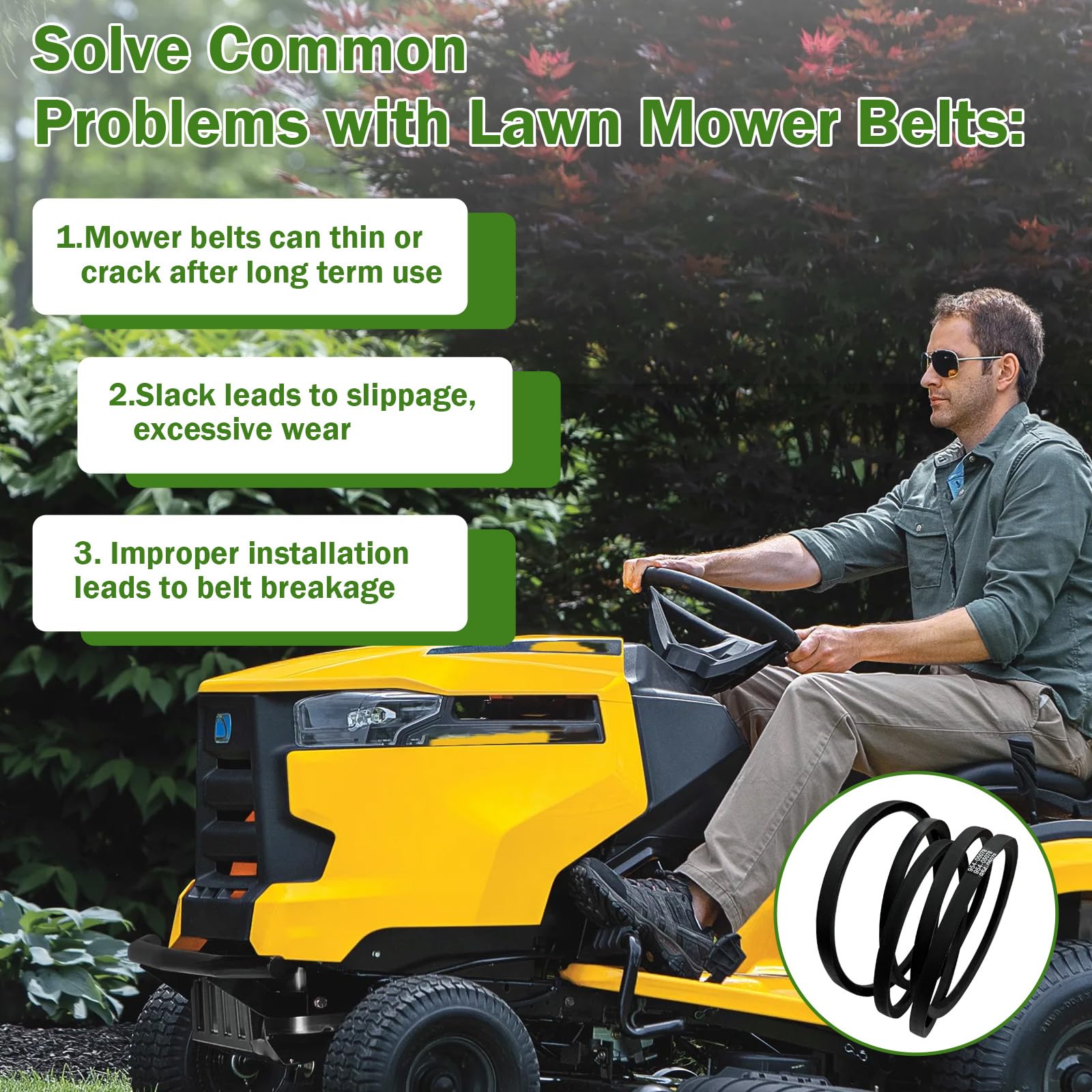 Earthtec 954-05078 - Correa de repuesto para Cub Cadet 50 RZT para MTD/Troy-Bilt 754-05078, Husqvarna 574845603, Exmark 1-413308, 413308, 143 1/4 pulgadas de largo x 5/8 pulgadas W