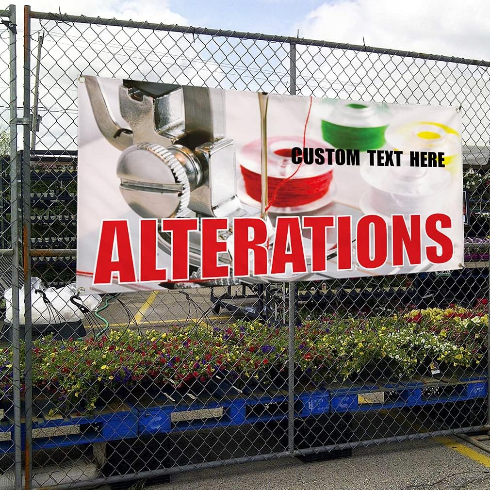 Custom Vinyl Banner Multiple Sizes Alterations #1 Outdoor Advertising Printing L1 Outdoor Weatherproof Industrial Yard Signs 4 Grommets Personalized Text Here 24x48Inches