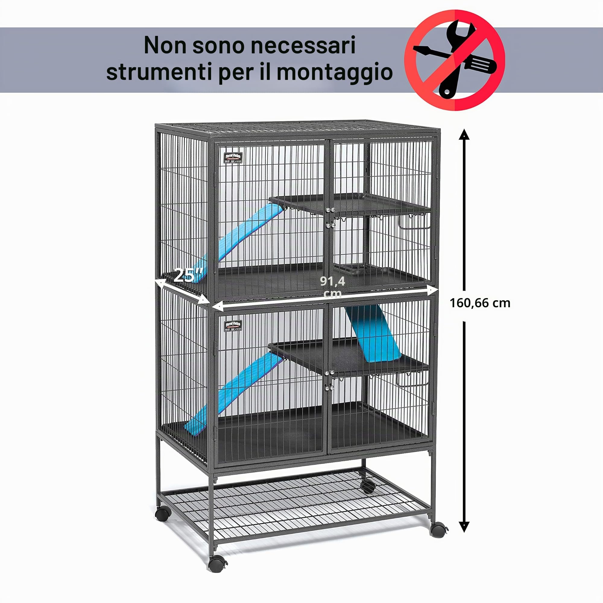 MidWest Homes for Pets Ferret Nation, gabbia doppia per piccoli animali, 4 ripiani, include padelle, mensole, rampe e coperture, per furetti e piccoli animali