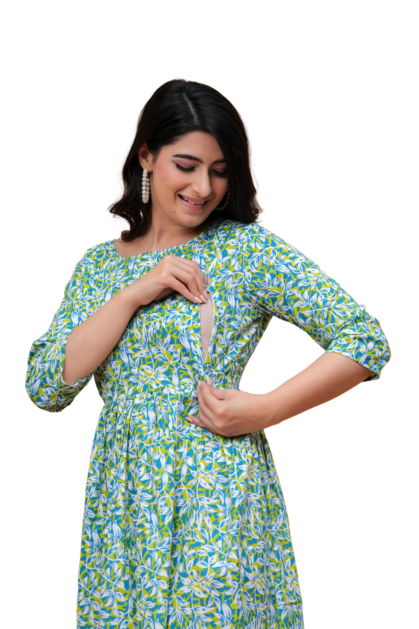 gordhan Women's Cotton Maternity Nursing Kurti, Anarkali Dress with Zipper, Pre and Post Pregnancy-picture-19