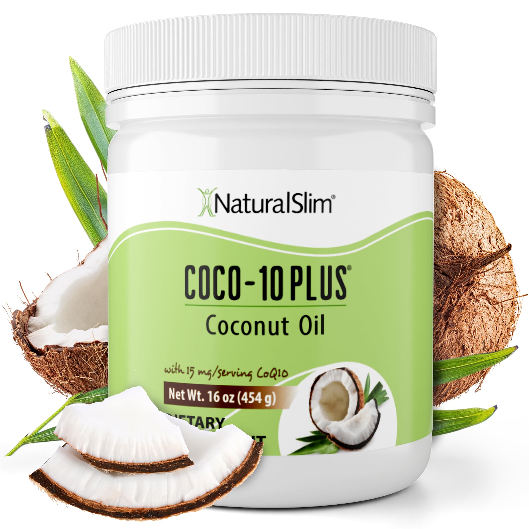 NaturalSlim Coconut Oil with CoQ10 - MCT Oil Organic Coconut Oil for Baking, Mixing with Shake, Smoothies, Coffee, or Ingest Directly - Boost Energy, Metabolism and Immune System Fresh Flavor