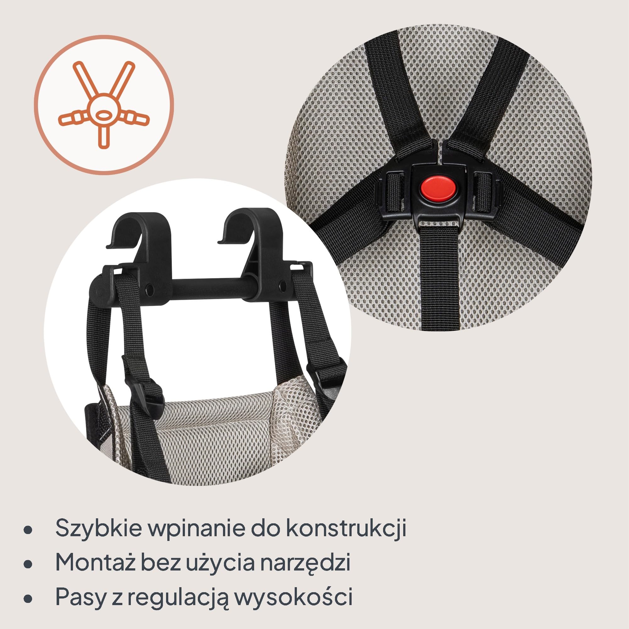 Lionelo Cama Wkładka dla Noworodka do Wózka, Fotelik Wiszący dla Niemowląt do Trybu Wózka dla Rodzeństwa, Tkanina Dri-Seat, Pasy 5-Punktowe, Montaż bez Narzędzi, Osłona na Stopy, 1-10 mies., do 10 kg