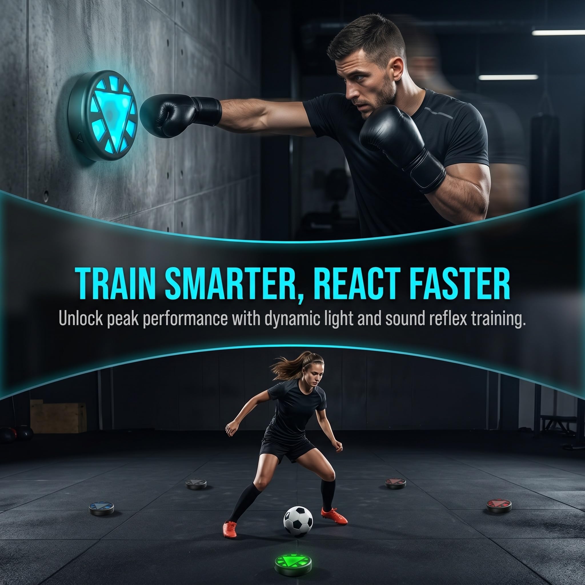 Reaktionstrainingslicht, 4-teiliges Sport-agilitätslicht-trainingsset, 6 Modi & 5 Farben, Mit Fernbedienung, Magnethalterung, Für Boxen, Fußball, Basketball, Fitness