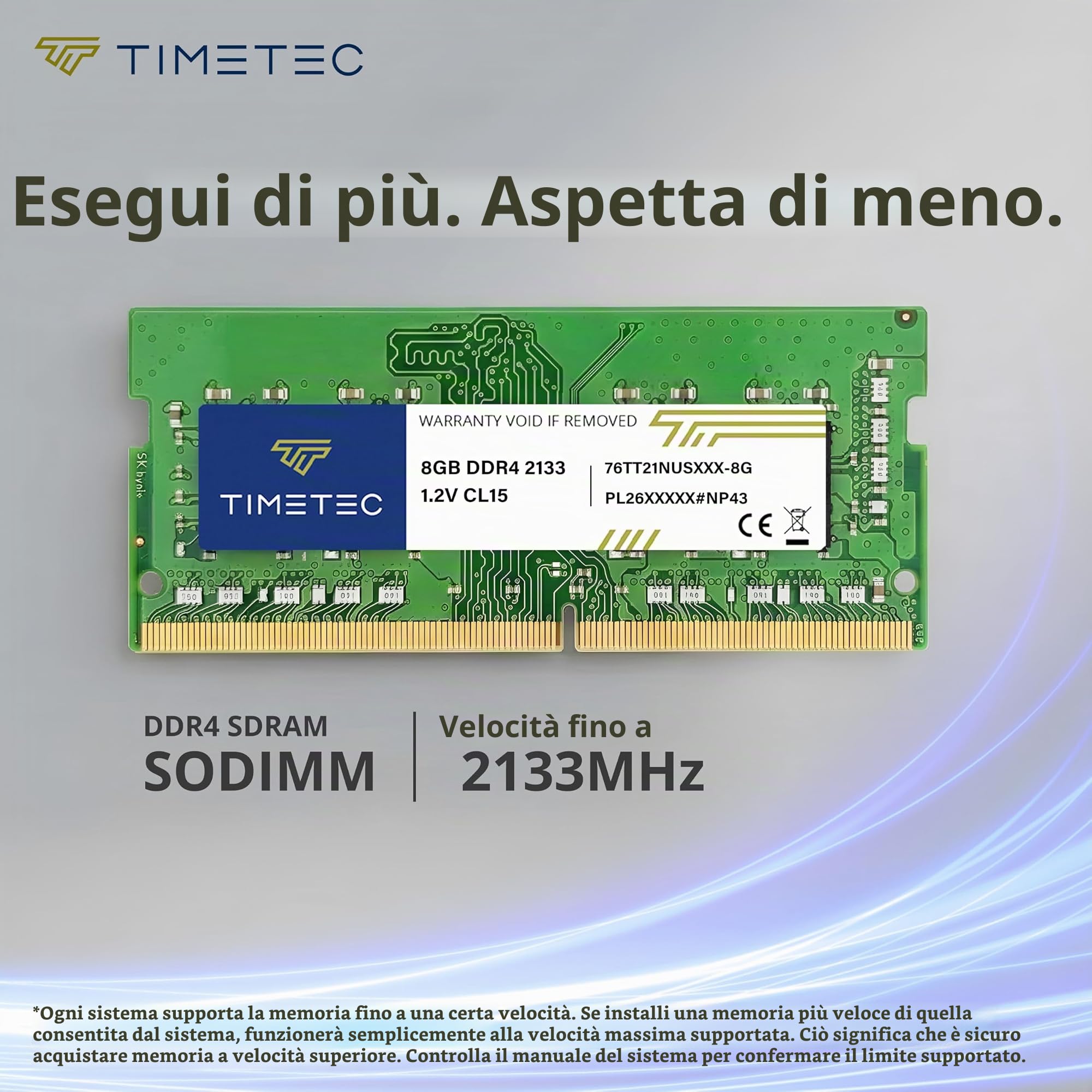 Timetec 8GB DDR4 2133MHz (PC4-2133P) PC4-17000 SODIMM RAM per laptop, mini PC e computer All-in-One – Non-ECC Unbuffered, 260 pin, 1,2V CL15 modulo di memoria