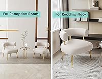 Vista 5 de Silla decorativa moderna de terciopelo, silla de barril tapizada redonda para espacios pequeños, sillón de esquina lateral esponjoso para sala