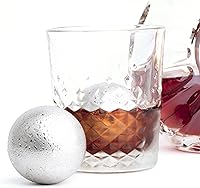 Vista 3 de 2 bolas de whisky de acero inoxidable XXL premium de 55 mm con bandeja para congelador - Piedras para enfriar whisky, bolas de hielo