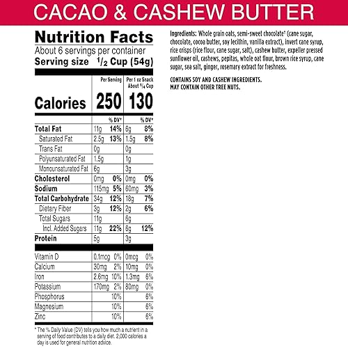 Miniatura 3 de Bear Naked, Granola, cacao y mantequilla de anacardo, vegano y sin gluten, estuche de 4.125 libras (6 unidades)