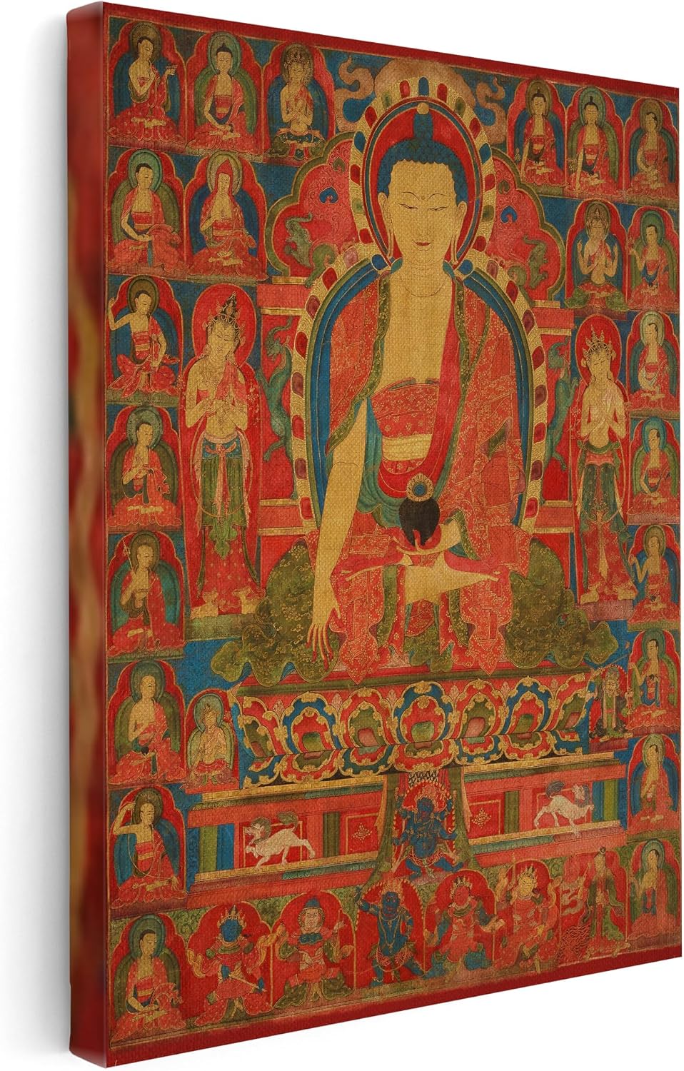 Poster Master Shakyamuni Buddha Canvas - Retro Lord of the Munis Print - Buddhism Art - Tibetan Art - Gift for Men & Women - Decor for Living Room, Bedroom or Office - 8x10 STRETCHED Canvas