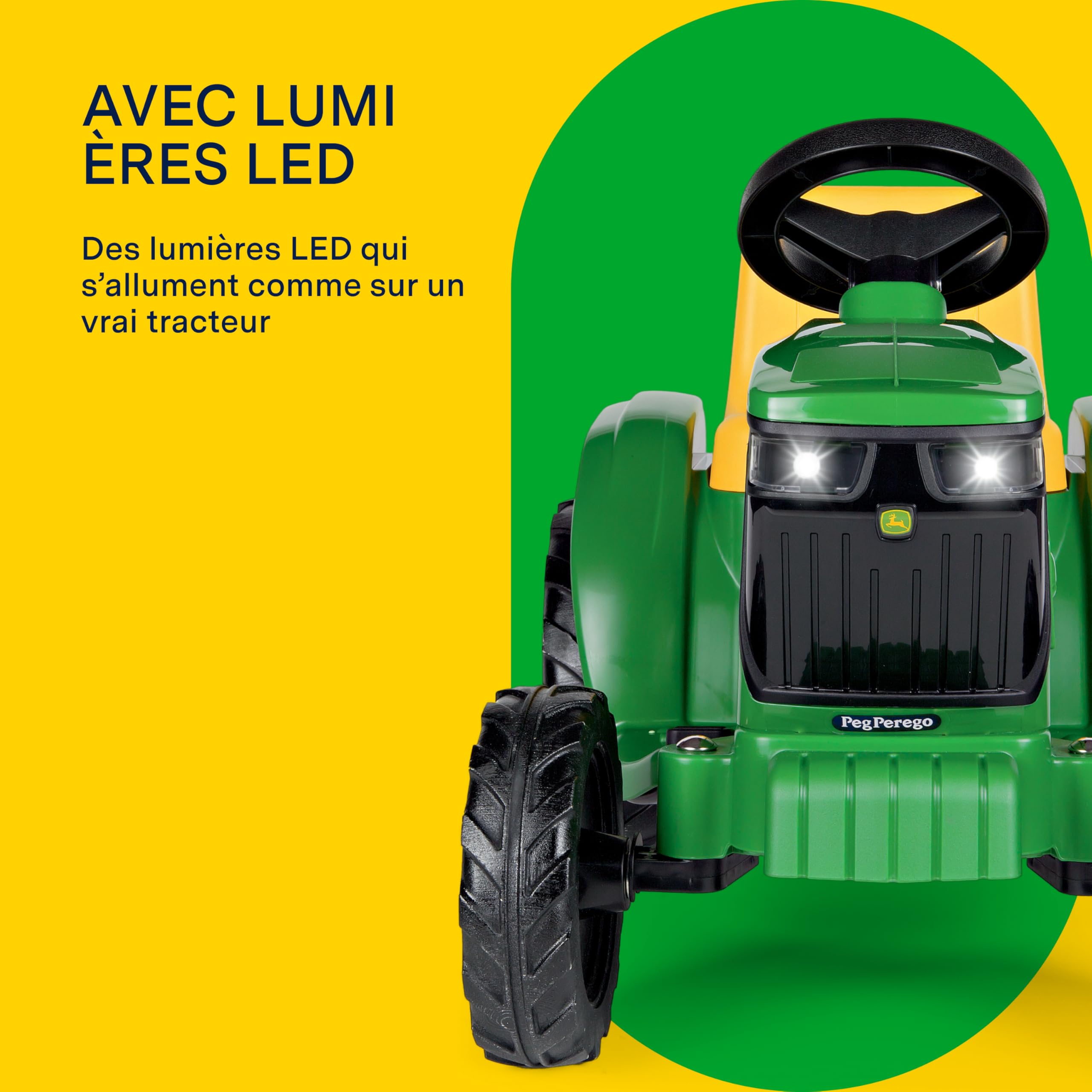 PEG John Deere Mini Tractor Tracteur Électrique 6V pour Enfants dès 1 an avec Batterie Rechargeable, Lumières LED, Klaxon, Sons et Mélodies