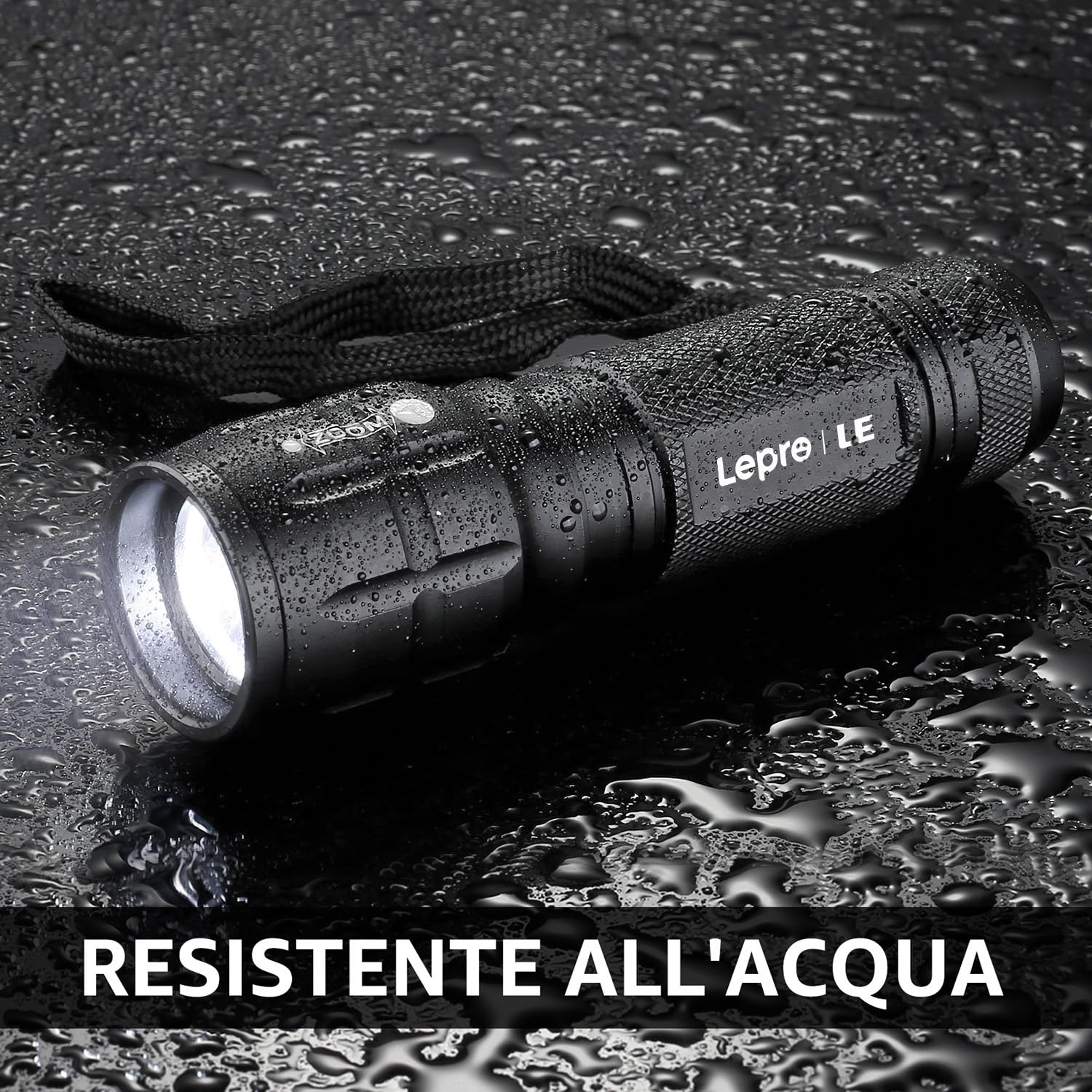 LE Torcia LED Potente Professionale, Piccola Torce LED a Pile LE1000 IPX4 Impermeabile, Zoomabile Torcia Elettrica per Campeggio Emergenza Bambini, AAA Batterie Incluse