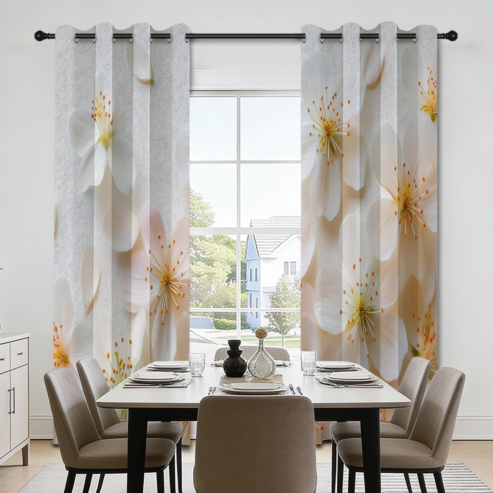 Cortinas opacas, color blanco, 116 x 183 cm, 2 paneles
