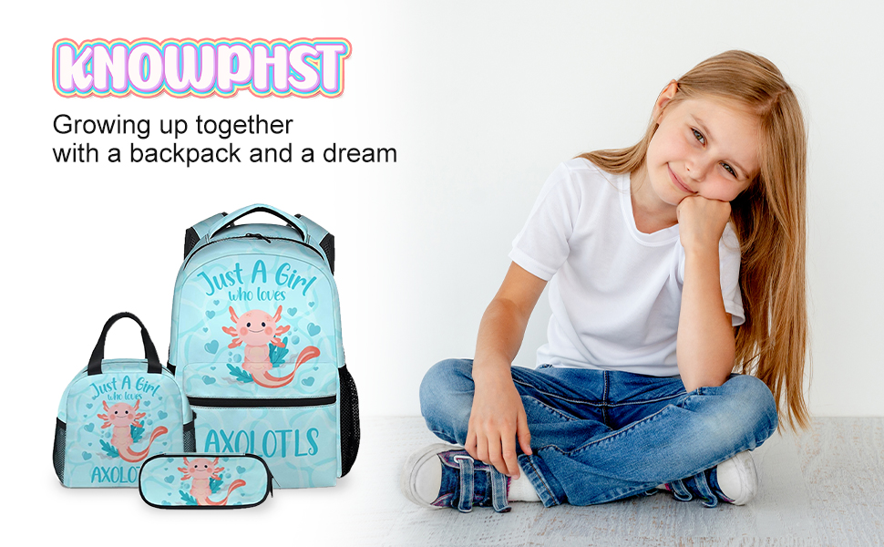 Amazon.com | KNOWPHST Axolotl Backpacks for Girls - 16 Inch Cute