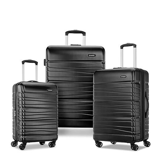 Samsonite Evolve SE Hardside Expandable Luggage with Spinners, Bass Black, 3PC Set (CO/M/L)