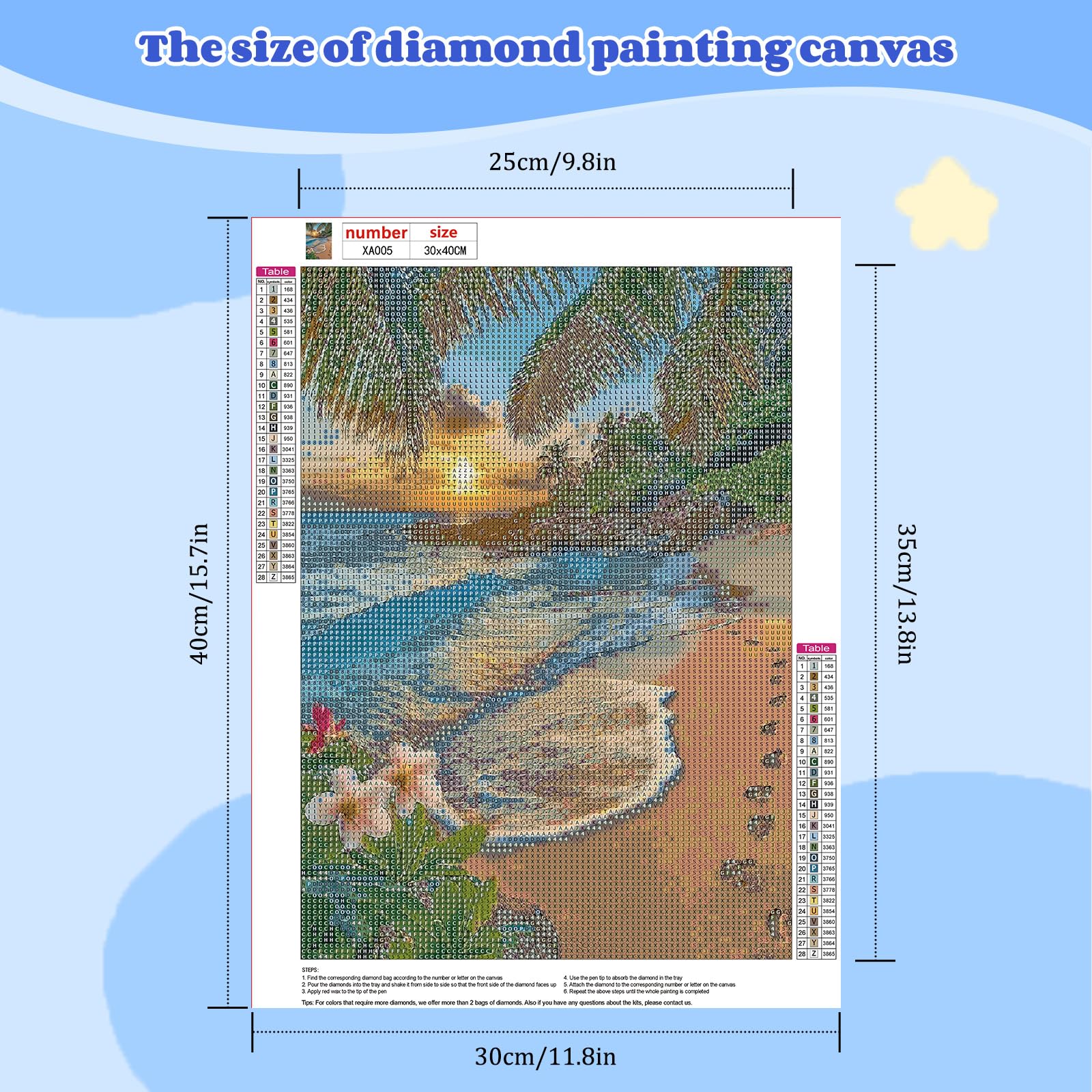 NEWENMO 5D Beautiful Beach Diamond Painting Kits for Adults,Palm Trees and Flowers Diamond Art Kits,DIY Full Drill Crystal Embroidery Gifts,Diamond Art Craft,for Living Room Home Wall Decor-30x40cm - Image 2