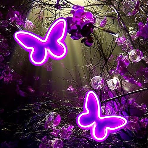 Miniatura 7 de Letreros de neón de mariposa para pared, oficina, dormitorio, boda, fiesta de cumpleaños, decoración de habitación, decoración de mariposa de neón