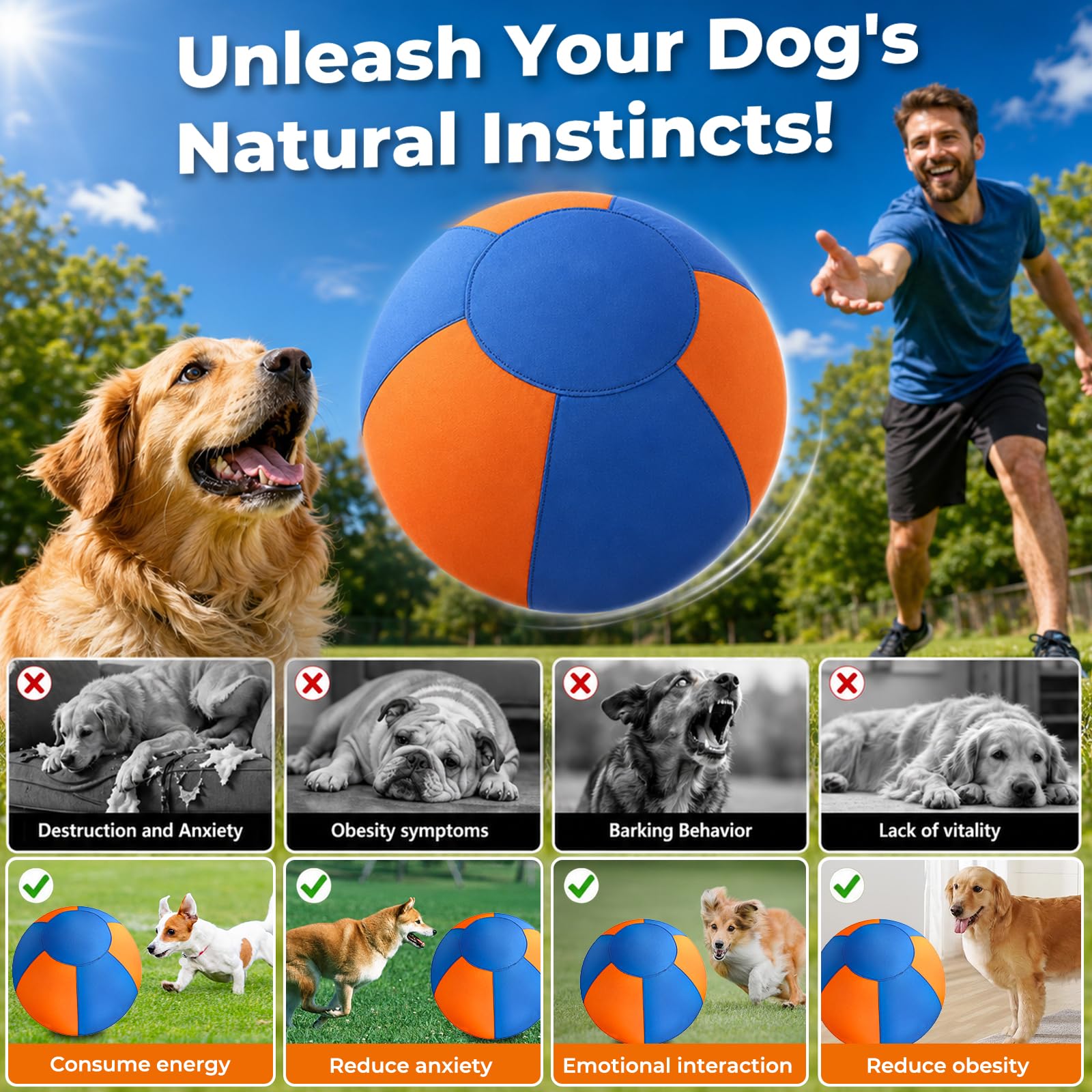 Herding Ball - Palla galleggiante per cani, grande giocattolo gonfiabile per animali domestici, resistente agli strappi, dispositivo di addestramento per Border Collies, compatibile con pastori, gioco