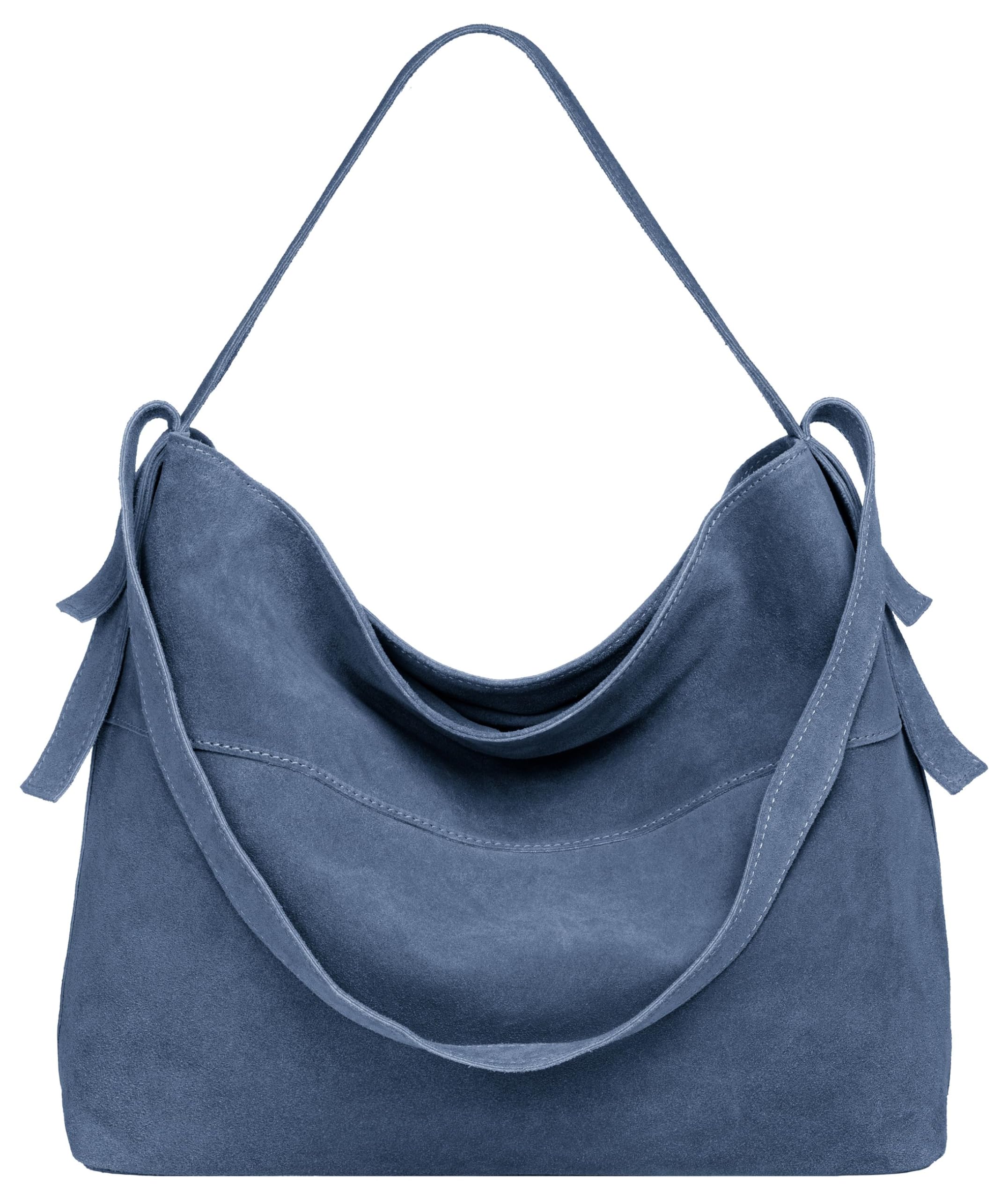Caspar Große Vintage Leder Schultertasche Damen Handtasche – Jeans Blau, Premium Line, Modell No.816, Made in Italy