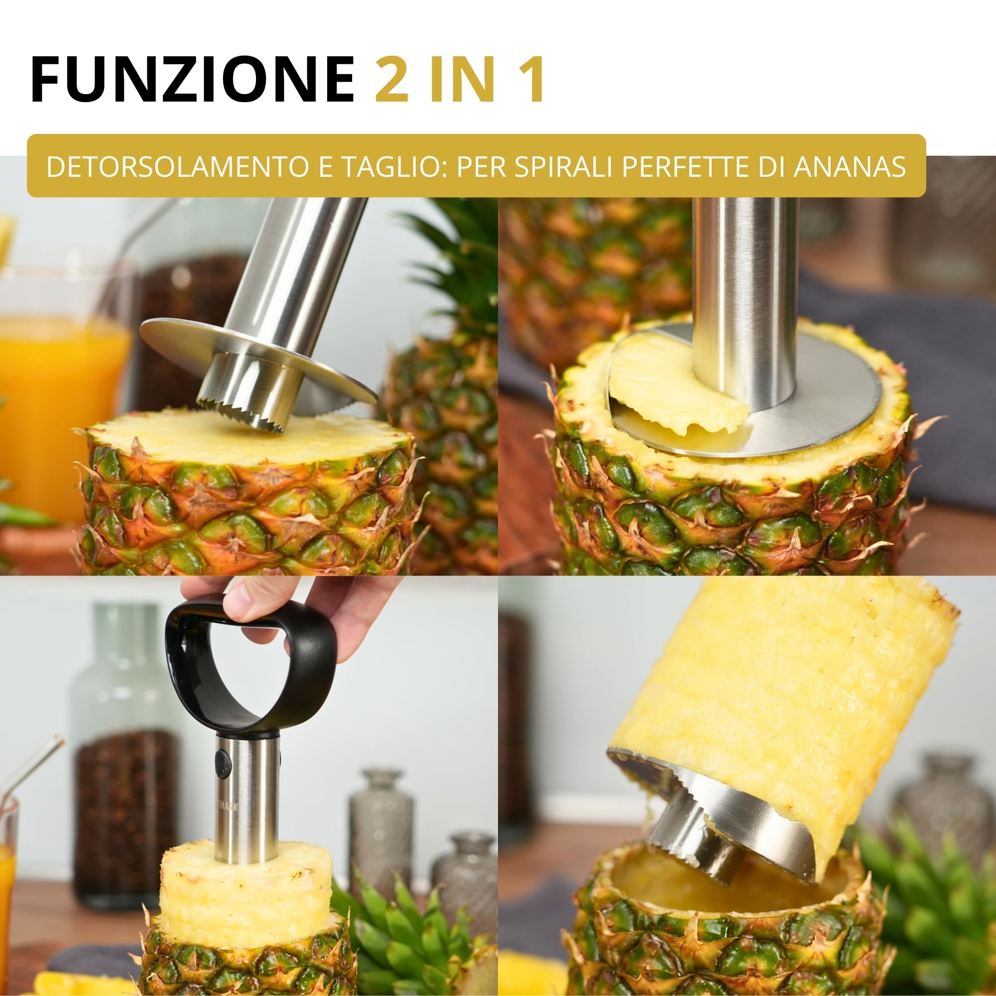 Westmark Affetta-ananas/Rimuovi torsolo in acciaio, ø 8,5 cm, Acciaio inox/Plastica, Argento/Nero, 51692260