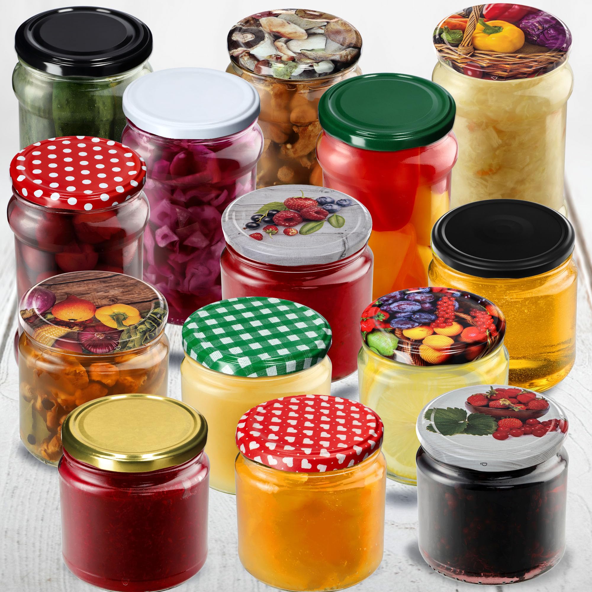 KADAX 50er Set Marmeladengläser 235ml TO82 Schwarz matt, Einmachgläser Vorratsgläser Mason Jar mit Schraubdeckel, Luftdichte Schraubgläser, Honig & Konfitüre