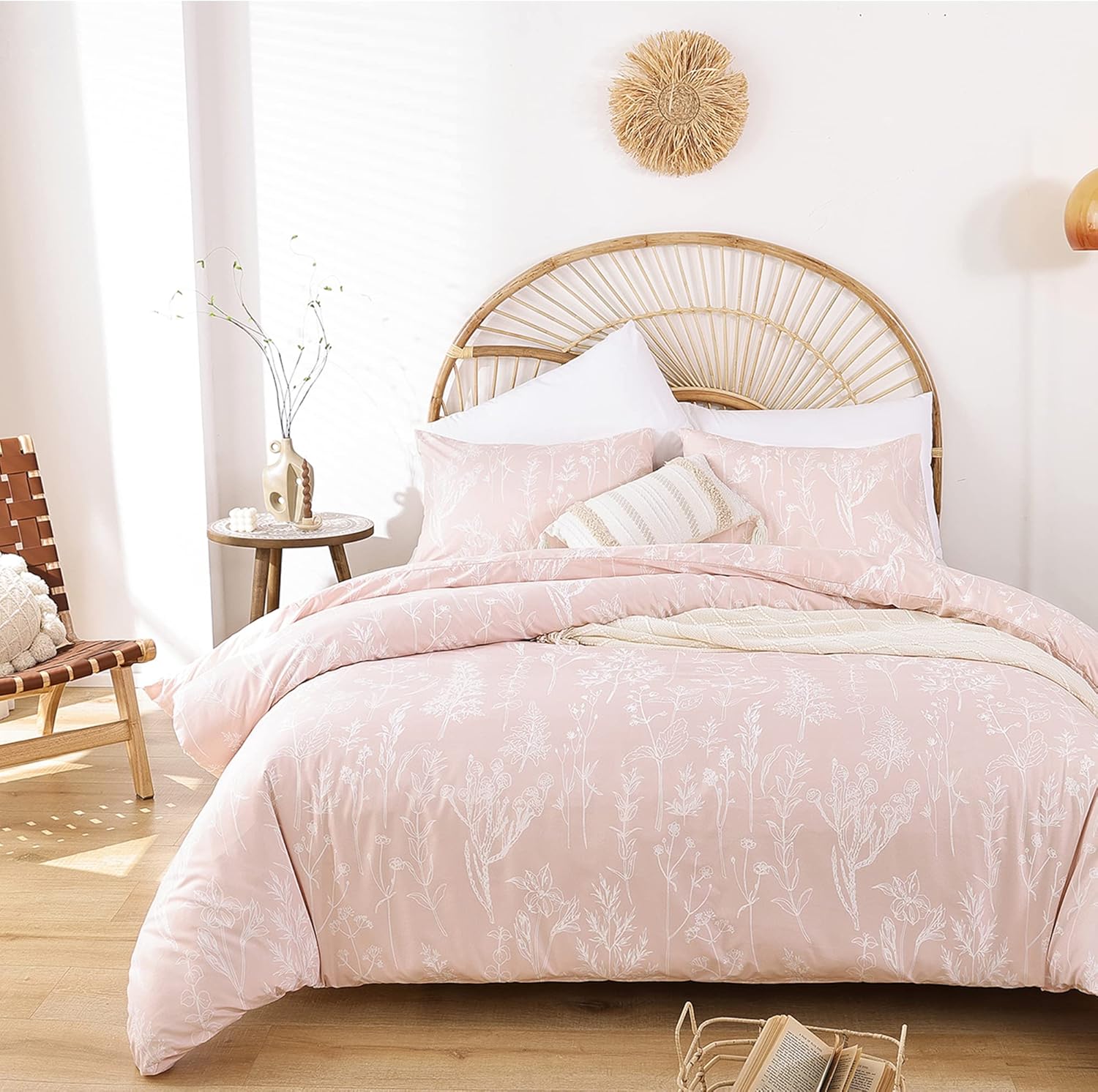 JANZAA King Size Comforter Set Floral Comforter Set 3 PCS