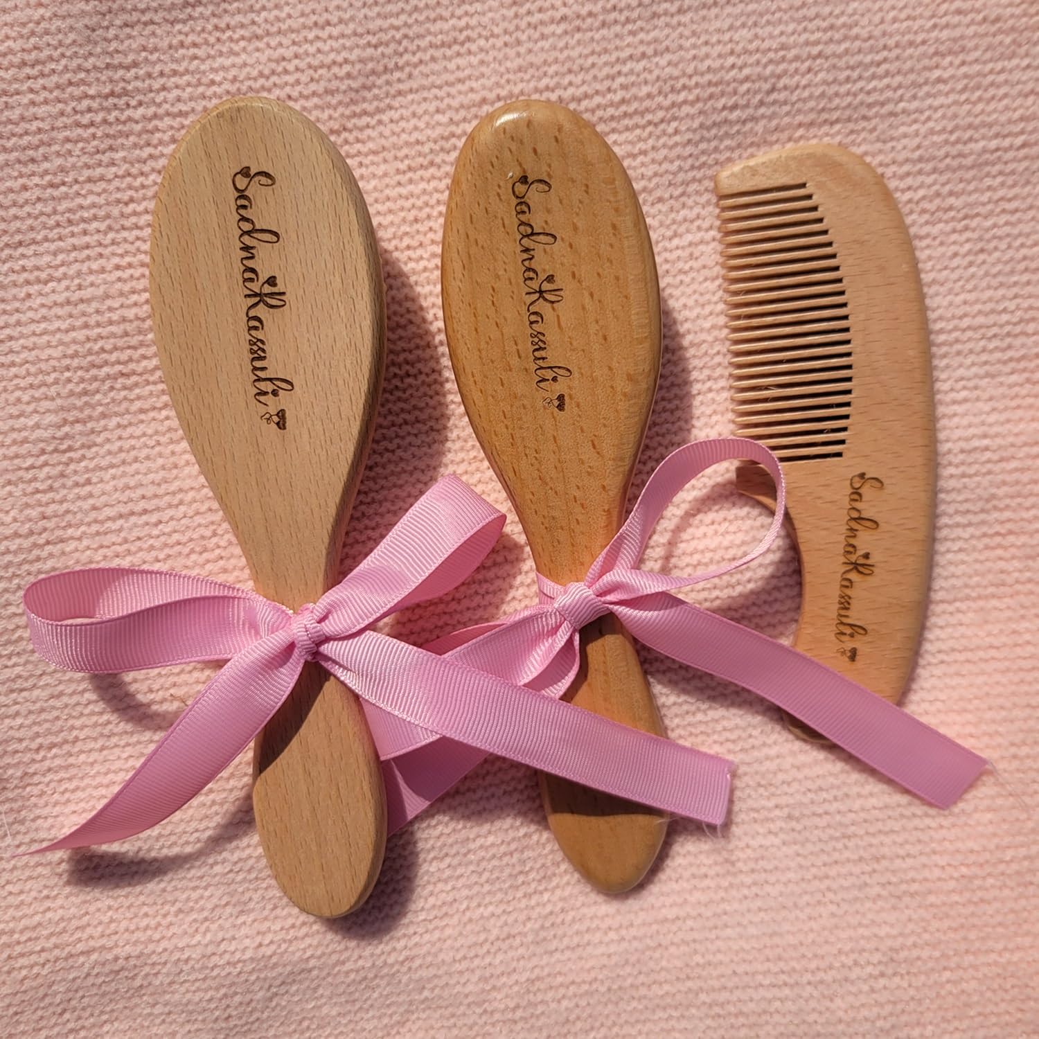 Set Di 3 Spazzole For Capelli For Bambini Personalizzate Con Incisione, Spazzola For Bambini In Legno Personalizzata, Riempitivi For Cestini Pasquali, Battesimo(B)