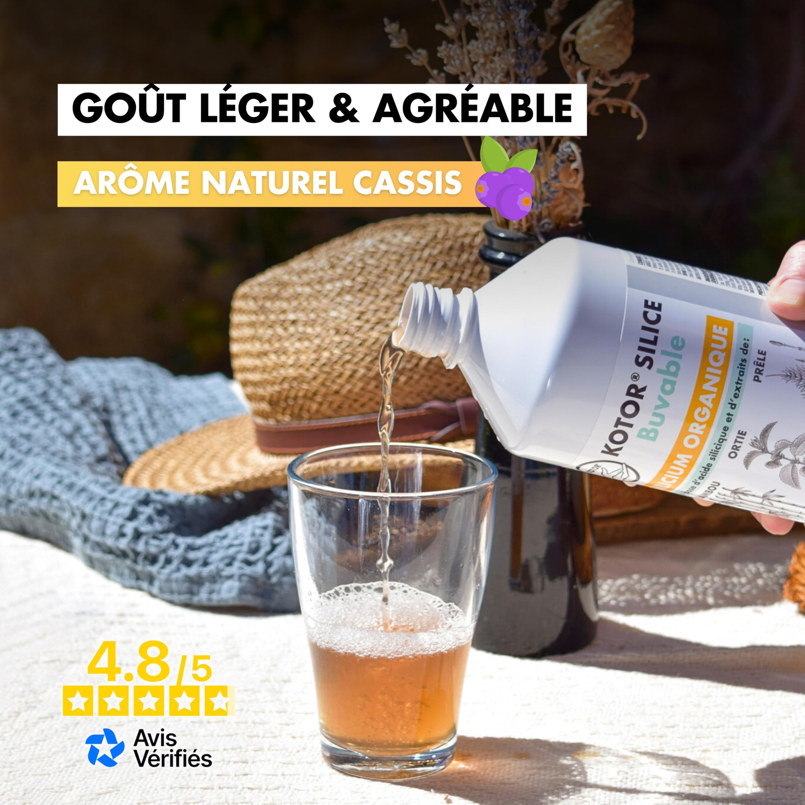 KOTOR SILICE BUVABLE 1L | Set di 3 | Silicio organico francese e naturale, salute delle articolazioni, cartilagine, ossa, pelle, capelli, unghie | silicio + ortica + equiseto + bambù | 3 mesi