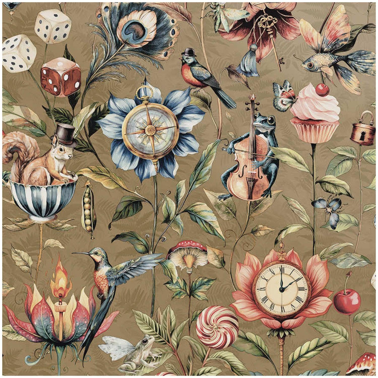 YöL Gold Curious Creatures - Contemporary Versatile Sophisticated - Dining Room Bedroom Living Room Lounge - Statement Feature Wall - 10.05m x 53cm Roll Spongeable Wallpaper