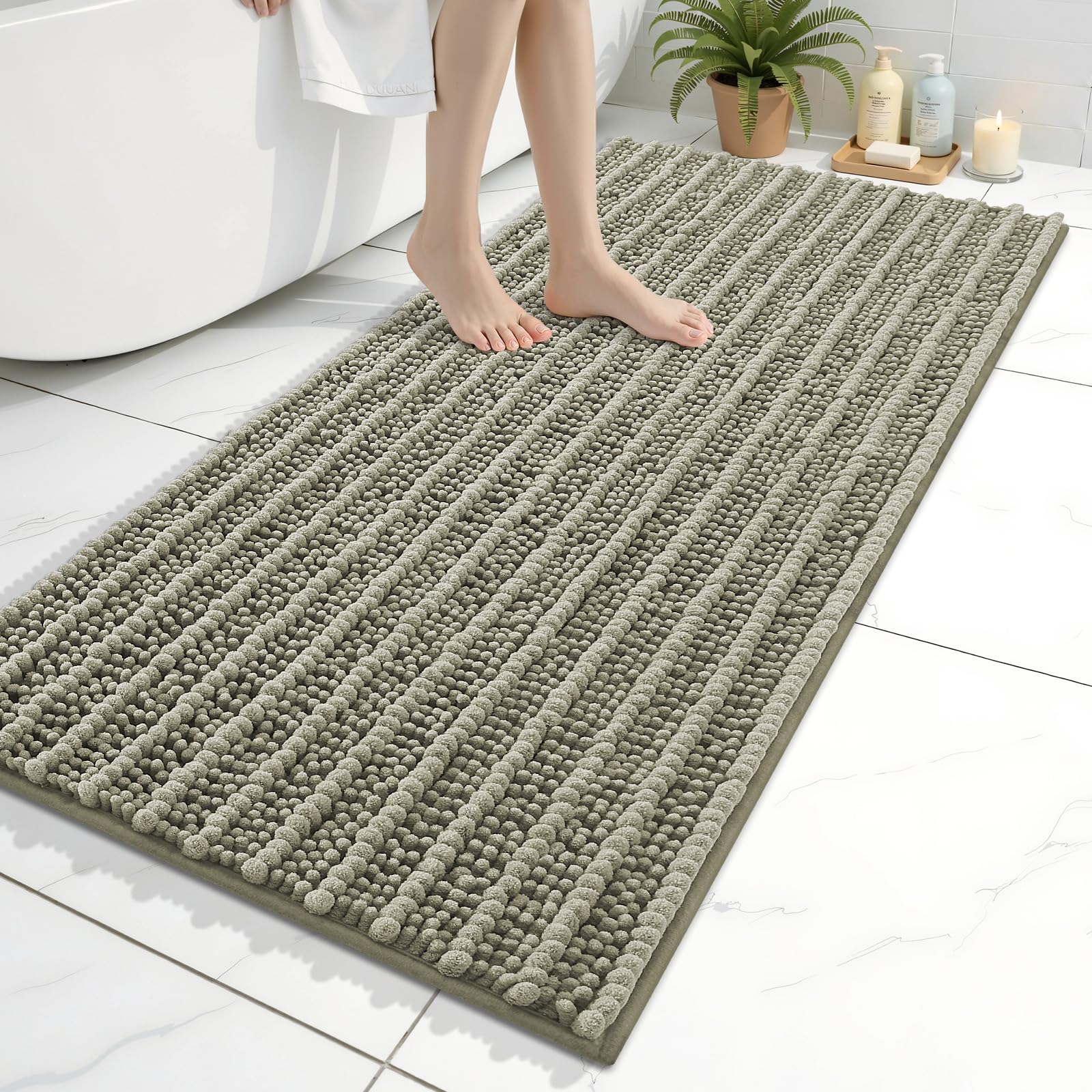 Arotive Bathroom Rugs Mat 47x24, Soft Absorbent Chenille Shaggy Bath Mat