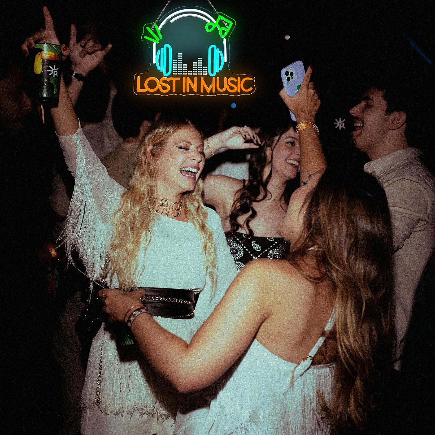 Looklight Live Music Neon Sign Lost in Music Neon Signs for Wall Decor Led Lights for Studio Disco Party Karaoke Bar Club Pub Rock and Roll Bedroom Decorations Gifts