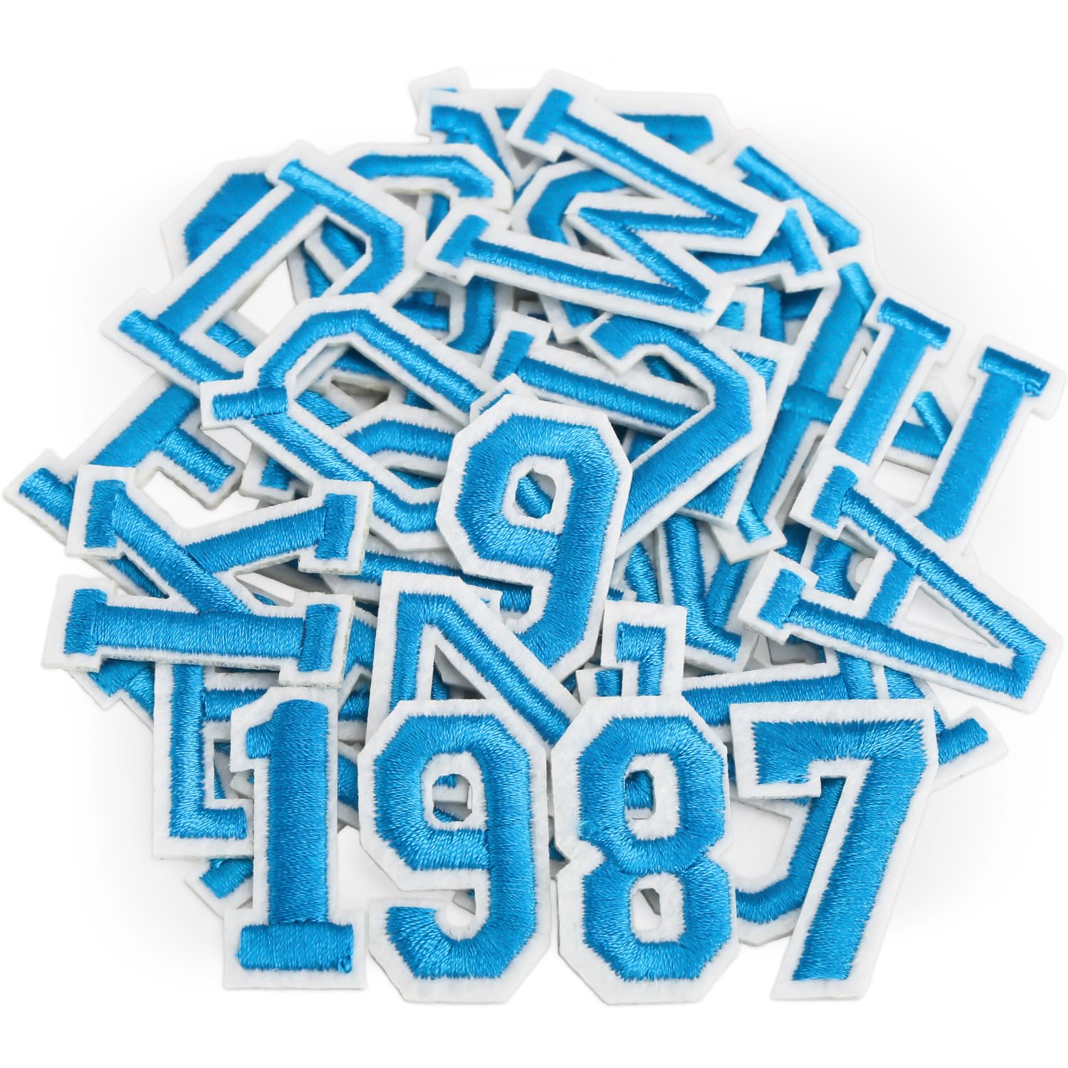 Iron on Letters and Numbers Patches for Clothes DIY Embroidered Patch A-Z, Numbers 0-9 Applique for Clothes Hats Backpacks Jackets Pants DIY Accessories (36pcs-Blue, 36pcs-Letter and Number)