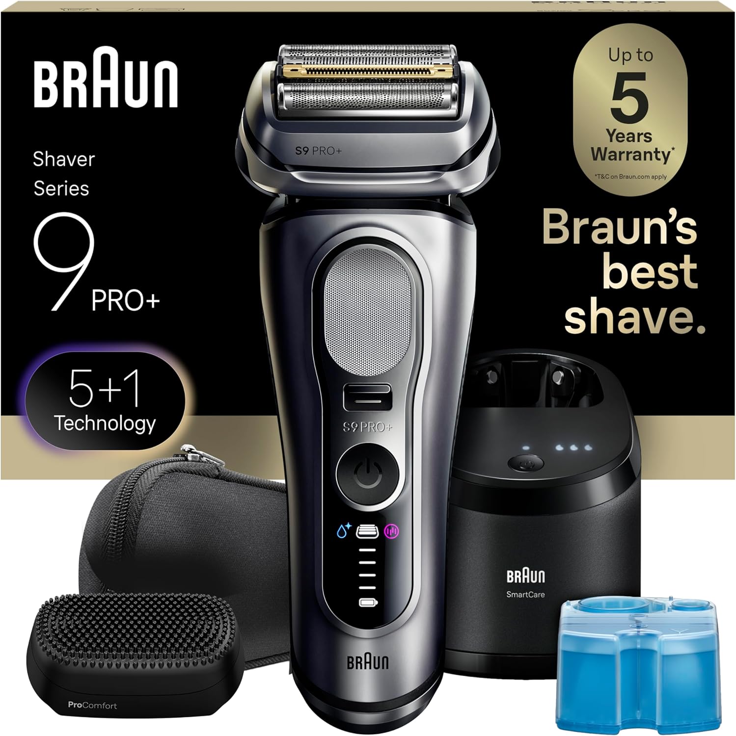 Braun Series 9 PRO+ 9697CC Electric Shaver - Wet & Dry Razor with Pro SensoAdapt, 5+1 Tech & 6-in-1 SmartCare Center