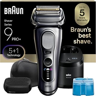 Braun Series 9 PRO+ 9697CC Electric Shaver - Wet & Dry Razor with Pro SensoAdapt, 5+1 Tech & 6-in-1 SmartCare Center