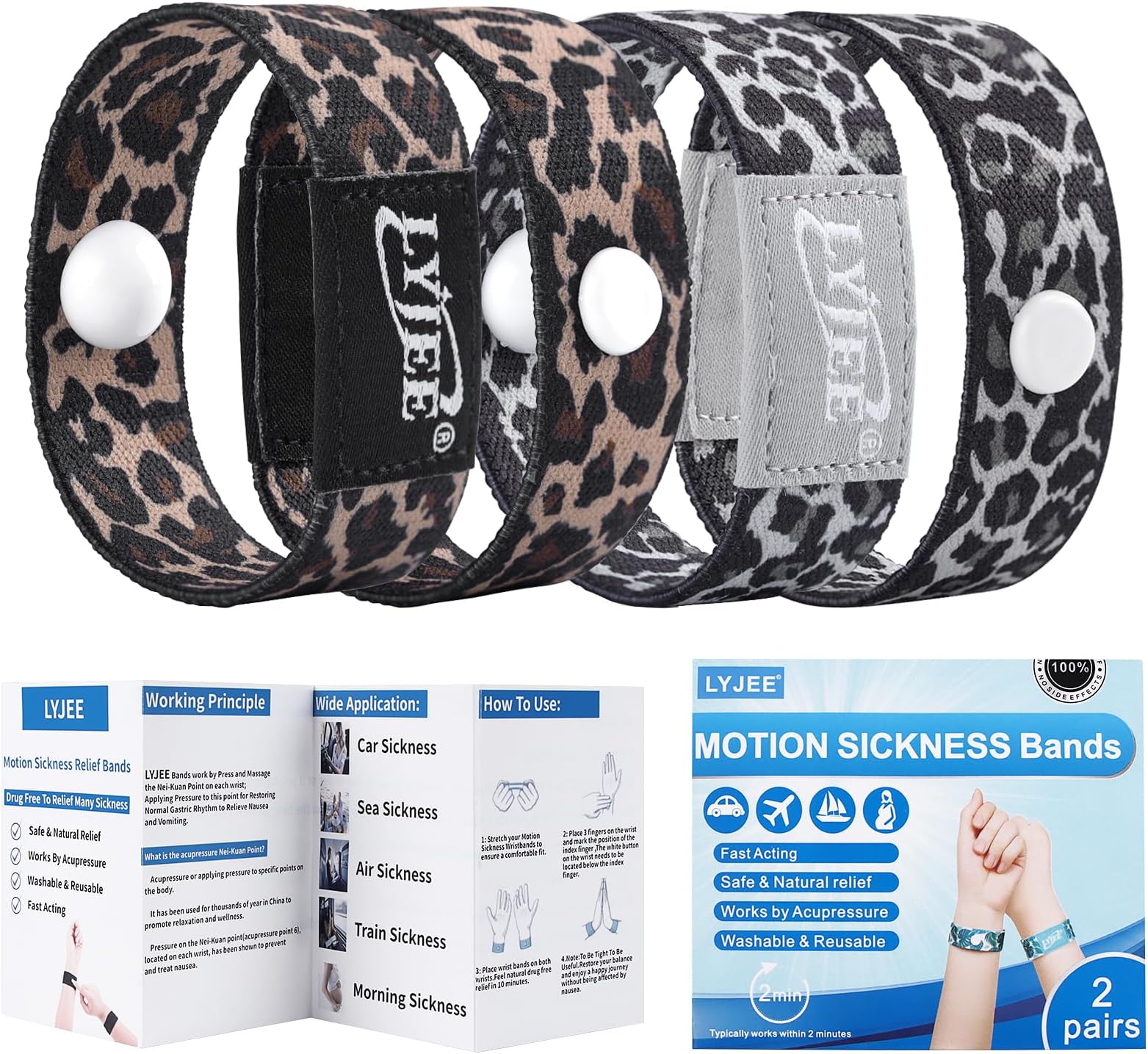LYJEE Motion Sickness Bands for Adults and Kids Morning