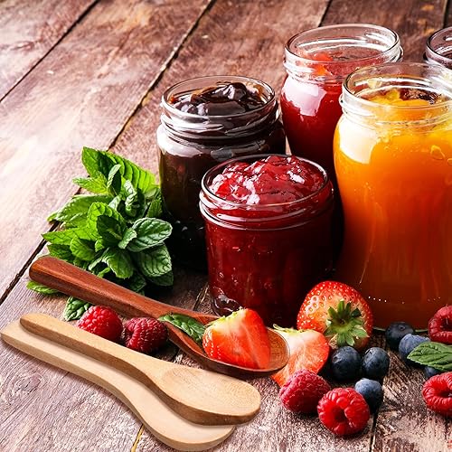 Vista 26 de Boao 50 cucharas pequeñas de madera, 3.5 pulgadas de largo, mini cucharas pequeñas de madera natural para tarros, crema de azúcar, especias de miel