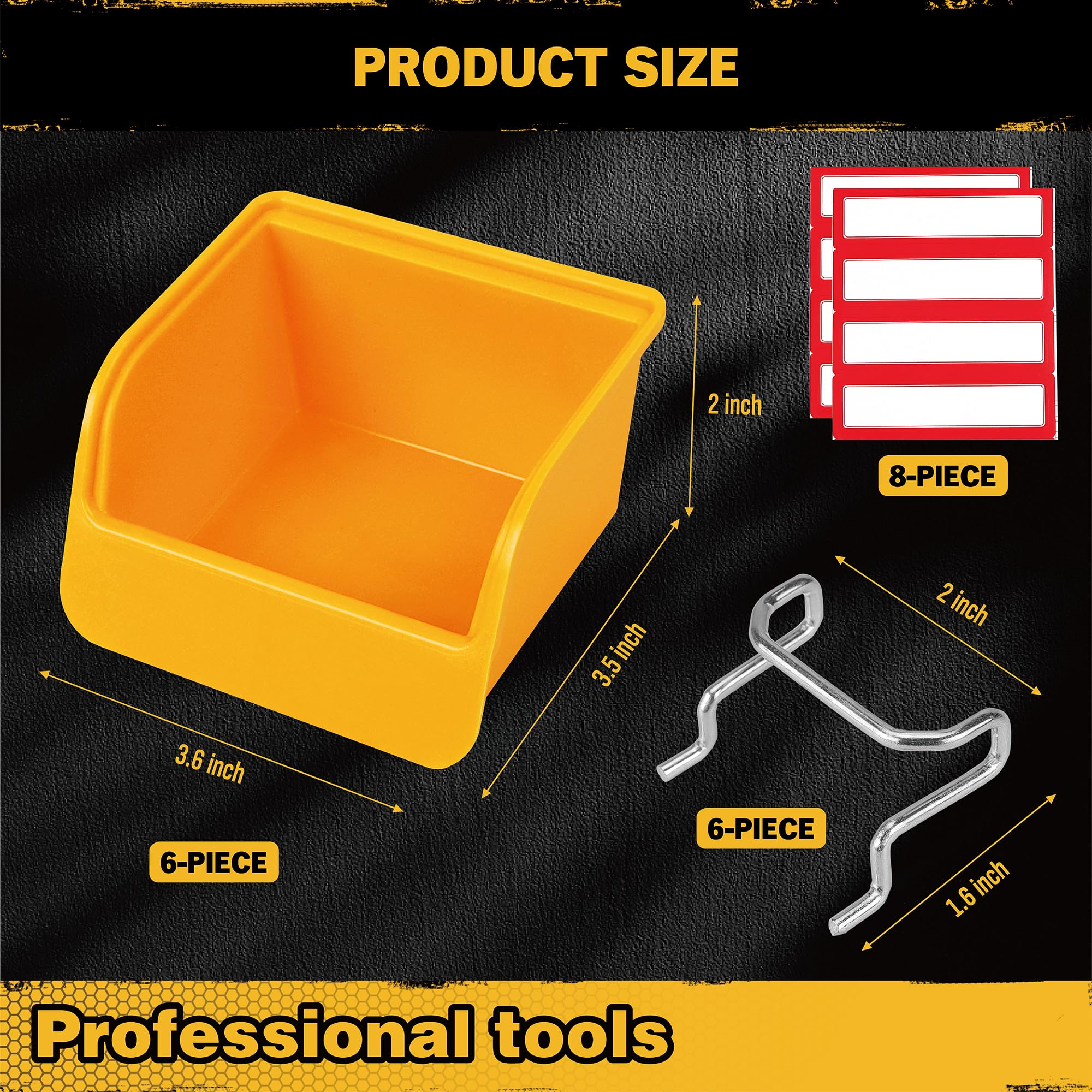 ELEAD Pegboard Bins Organizer Set 6Pack Durable