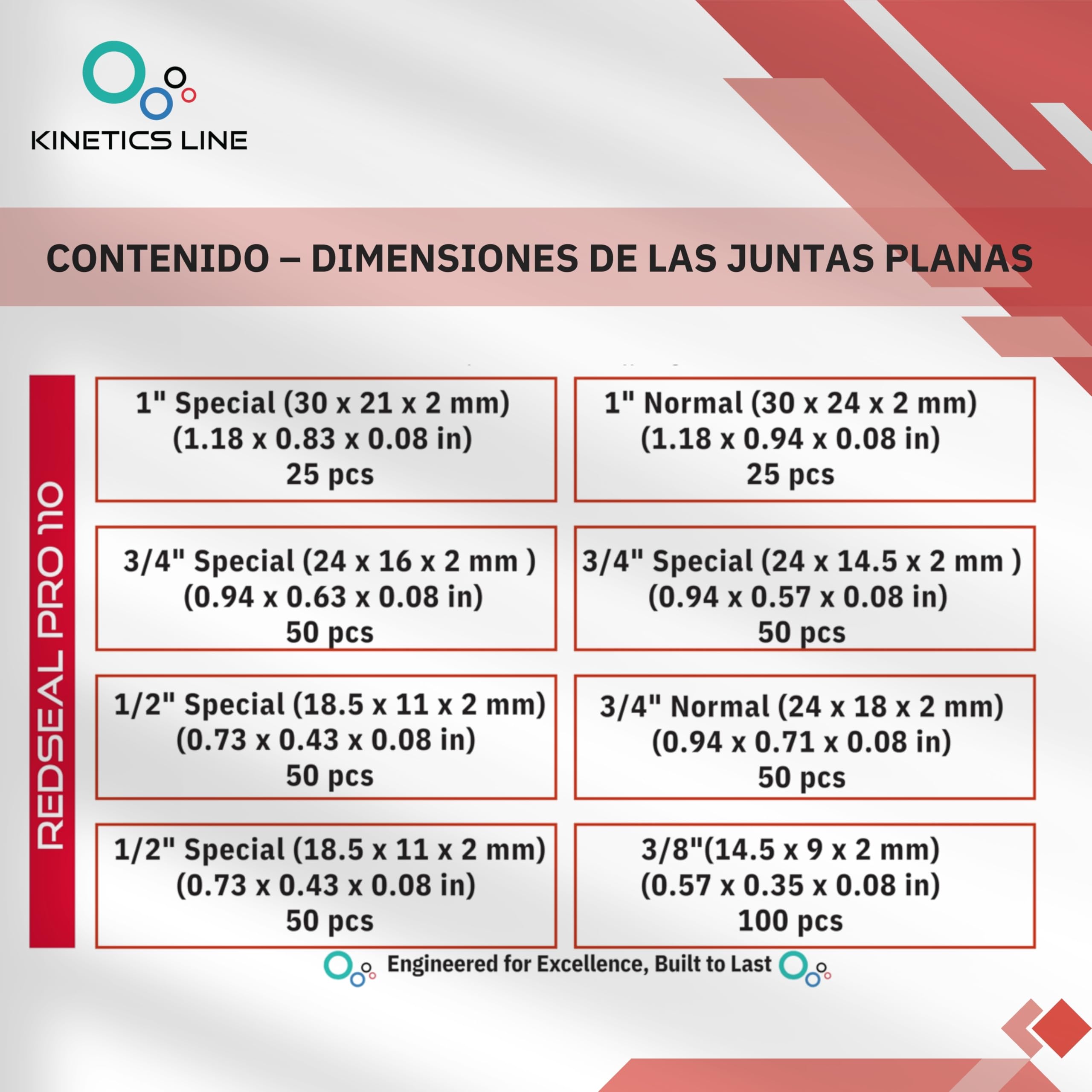 Caja de Juntas con 400 Juntas Planas de Fibra de Vulcanita 3/8–1 Pulgada – Juntas Rígidas y Estables para Bombas, Válvulas y Conexiones Roscadas – Hasta 110 °C