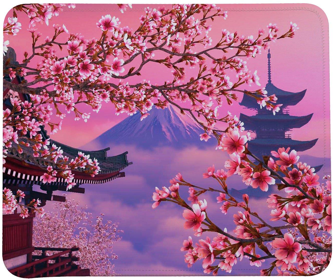 Blooming Cherry Blossoms Mouse Pad,Cherry Flower With Mount Fuji Mouse Pad By VIVIPOW(TM)