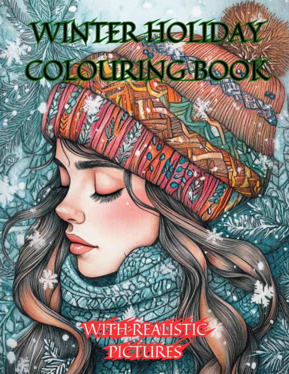 Winter Holiday Themed Adult Colouring Book Stress Relief Colouring Christmas Gift
