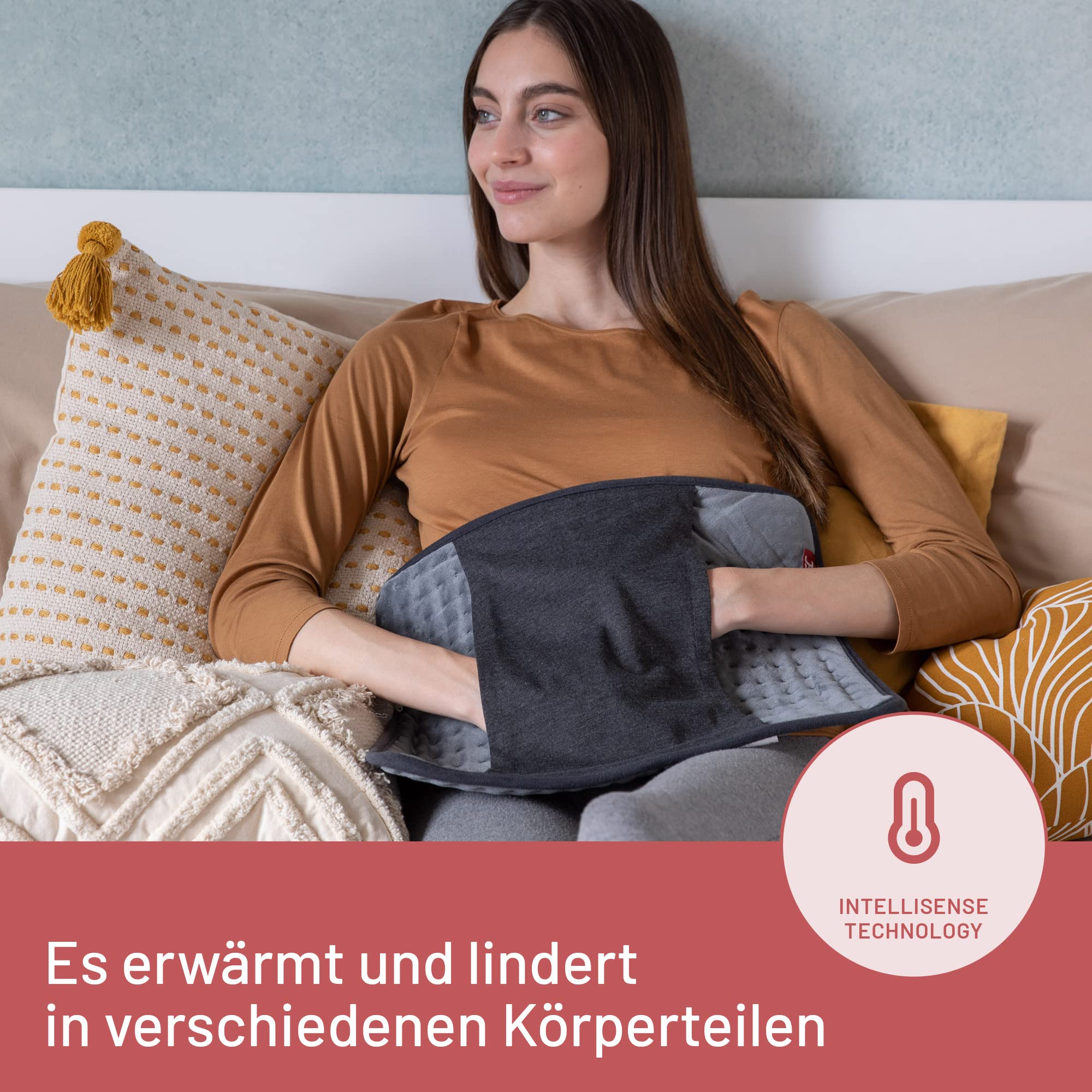 Imetec Intellisense Comfort, Mehrzweck-Heizkissen, ideal für Rücken und Bauch, Tasche für die Hände, schnelles Erhitzen, hypoallergener Stoff, 5 Temperaturen, Elektro-Block-Sicherheitssystem, waschbar