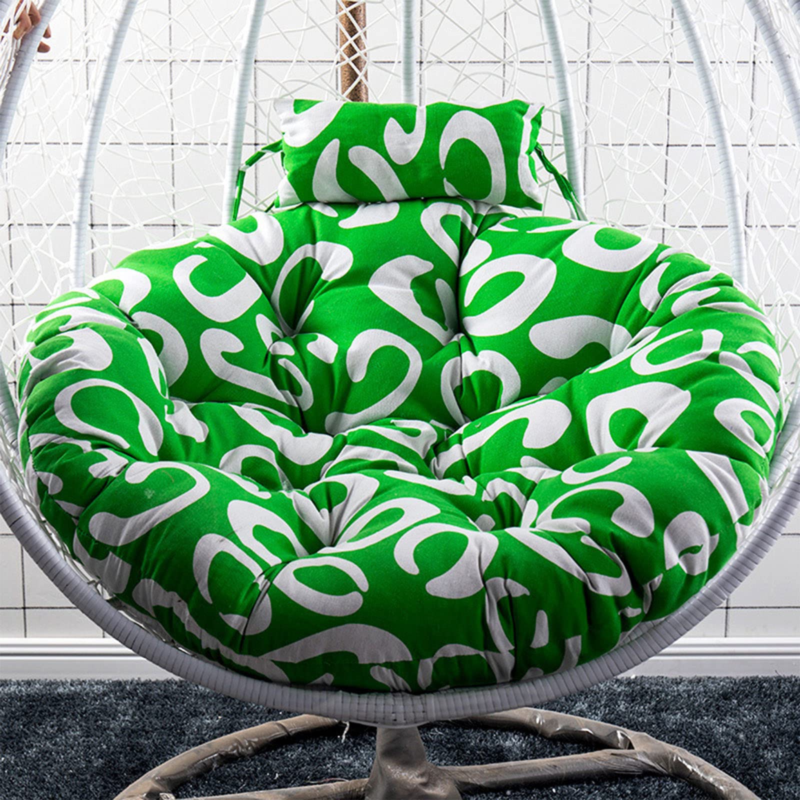UGZXCVBN Egg Chair Cushion, Egg Chair Hanging Swing Cushion With Pillow Washable Floral Multicolor 105/120 cm(K,105cm)