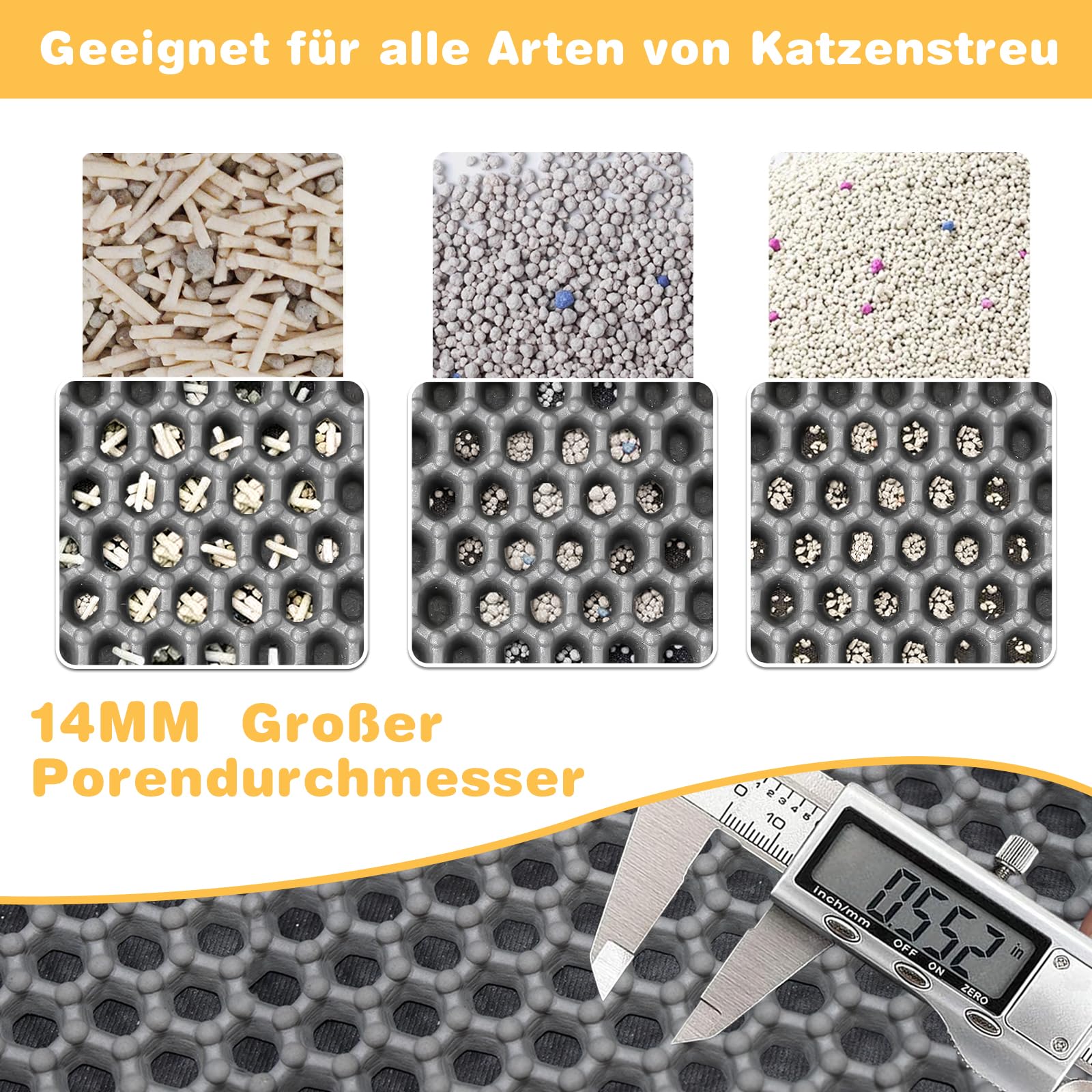 Alfombrilla para arena para gatos, 60 x 90 cm, doble capa, antideslizante, impermeable, con hebilla, color gris