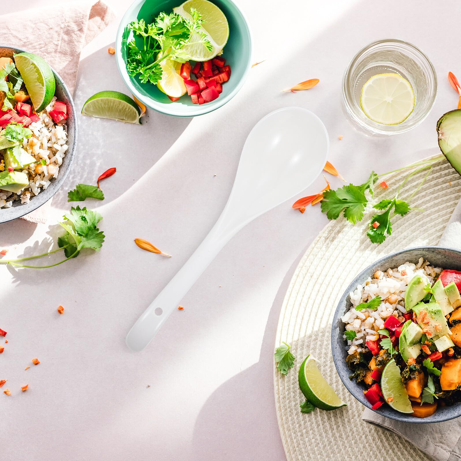 SHINEOFI 6stücke Keramiklöffel mit Esslöffel für Suppe und Brei Robuste Küchenlöffel für Kochen und Servieren Weiß